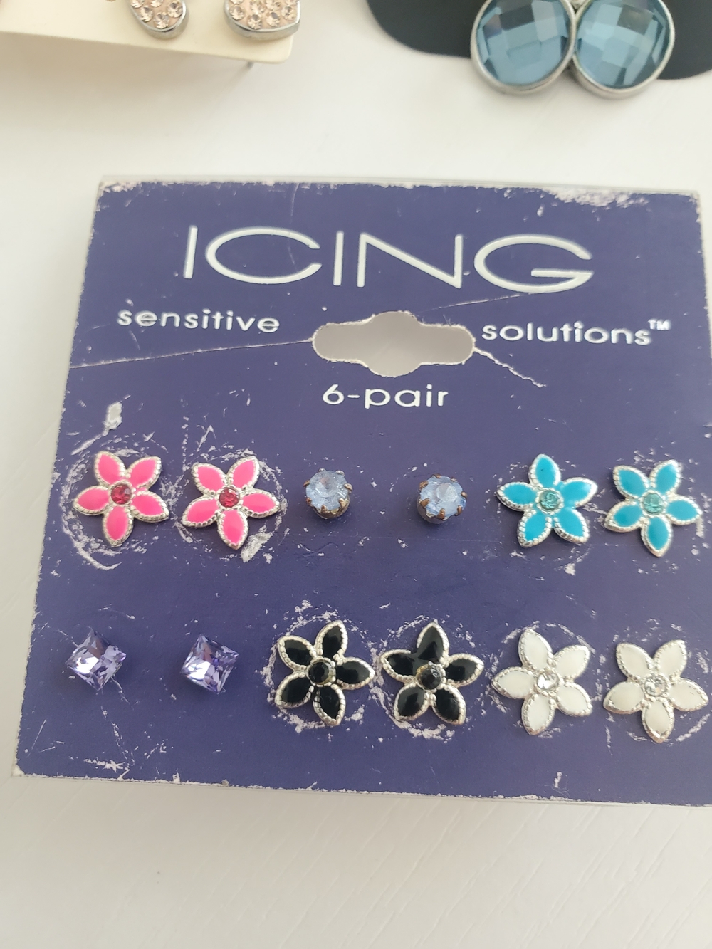 Kids Blue Flower and Gem Earring Set - Multi-Pack - Picture 4 of 6